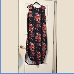 Elegant Floral maxi dress- Black and Red with hints of orange